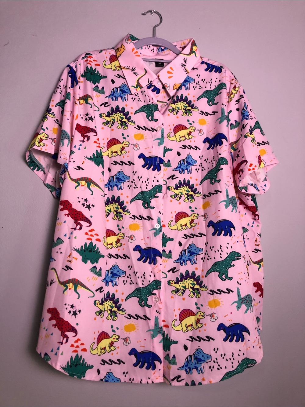 Women’s Pink Dinosaur Print Pajama Top